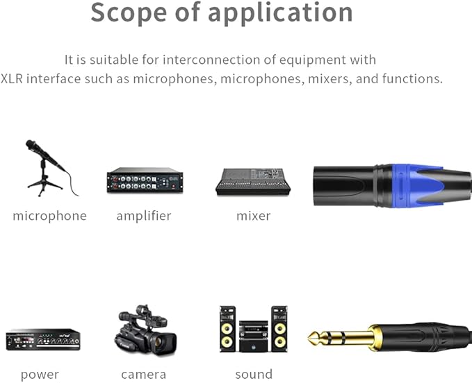XLR to 1/4 TRS Stereo Adapter, 6.35mm Dual Channel to 3-pin Male, XLR to 1/4 Balanced Microphone Stereo Audio Converter AdapterCable 1 Pack (6.6Feet)