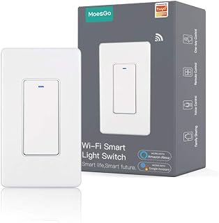 MoesGo Smart Push Button Light Switch, WiFi Multi-Control, White 1 Gang