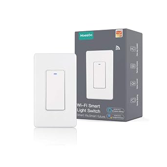 MoesGo Smart Push Button Light Switch, WiFi Multi-Control, White 1 Gang
