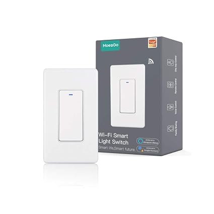MoesGo Smart Push Button Light Switch, WiFi Multi-Control, White 1 Gang