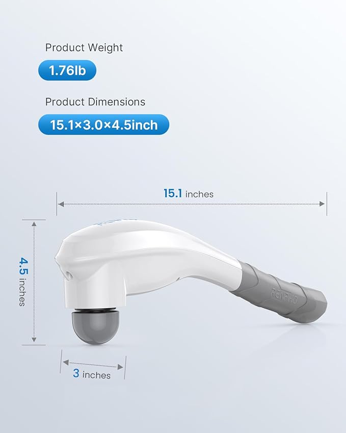 RENPHO Rechargeable Handheld Back Massager, Cordless Electric Neck Massage Tool for Shoulder, Foot, Leg, Calf, Christmas Birthday Gifts for Women and Men