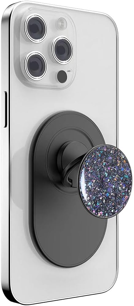 Magnetic Phone Grip for MagSafe, Phone Ring Holder Finger Kickstand Wireless Charging Compatible, Adjustable Magnet Phone Rings Gripper Stand for iPhone Mag-Safe Accessories - Sparkle Black