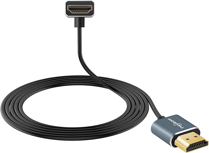 Twozoh Flexible HDMI to HDMI Cable Downward Angled 90° 3.3FT, Ultra Thin and Slim HDMI Cord Support 3D/4K@60Hz