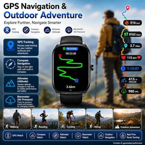Smart Watch for Men Women Built-in GPS with AI (Answ | Smartwatches - Image 3