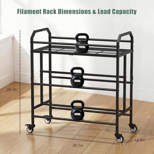 3D Printer Filament Storage Rack Filament Spool Holder with Wheels