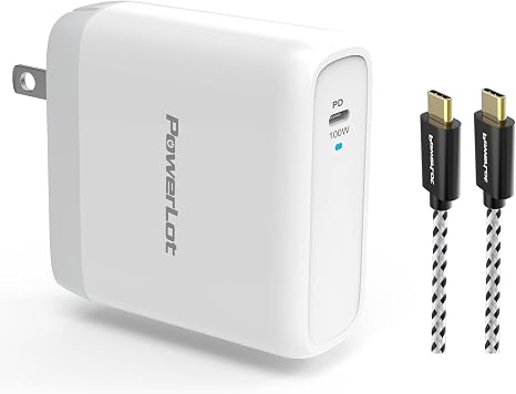 100W USB C Charger PowerLot Fast Wall Charger PD 3.0 GaN Type C Charging, Power Adapter with 5A 6ft Cable, Universal Charger Block for MacBook, iPad, iPhone 14, Pixel, Chromebook and USB-C Laptops - Image 5