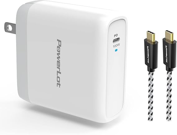 100W USB C Charger PowerLot Fast Wall Charger PD 3.0 GaN Type C Charging, Power Adapter with 5A 6ft Cable, Universal Charger Block for MacBook, iPad, iPhone 14, Pixel, Chromebook and USB-C Laptops - Image 7
