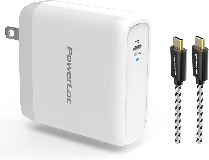 100W USB C Charger PowerLot Fast Wall Charger PD 3.0 GaN Type C Charging, Power Adapter with 5A 6ft Cable, Universal Charger Block for MacBook, iPad, iPhone 14, Pixel, Chromebook and USB-C Laptops - Image 8