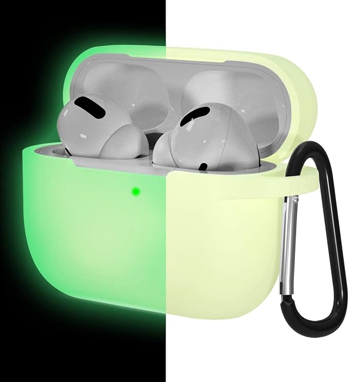 Lerobo Silicone Case Cover for AirPods Pro 2, Pretty Nightglow Shockproof Protective Case for Airpods Pro Charging Case with Keychain,Front LED Visibl,Nightglow Green