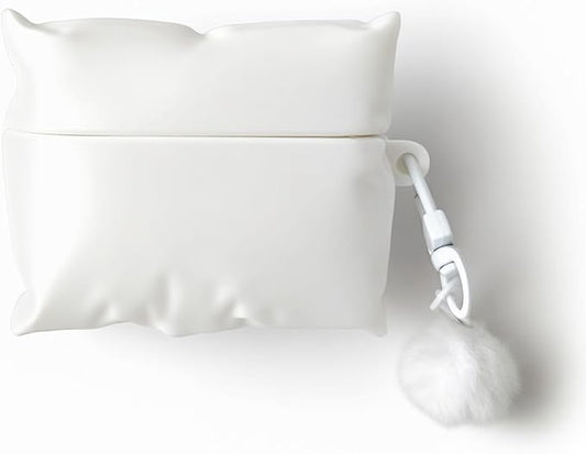 for AirPods Pro 3 Case 2025 - Cute White Pillow Cover with Pendant Keychain,Soft Shockproof for AirPods Pro 3rd Generation, for Girls Women Kids