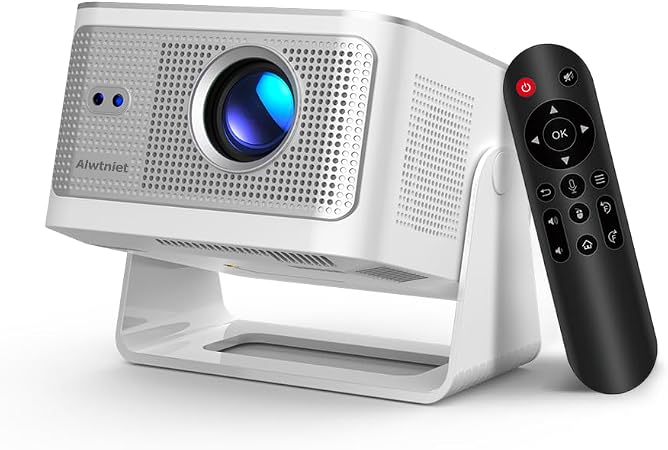 Mini Projector with Wifi and Bluetooth, Outdoor Portable Proyector 4/8K Support, 600ANSI/ 1080P/ Obstacle Avoidance/ Auto Focus, Smart Alwtniet HY350Max for Bedroom Movie HDMI/USB/Smartphone/Laptop