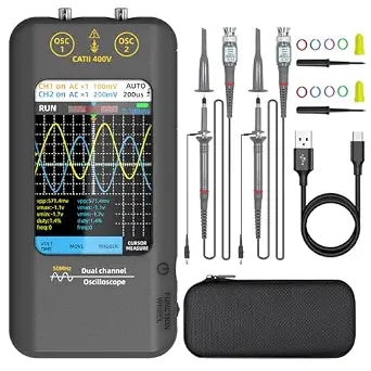BSIDE Handheld Oscilloscope 3.98'' Touchscreen Digital oscilloscope Dual Channel 50MHz Bandwidth Portable Oscilloscope Signal Generator 250MSa/s Sampling Rate Tablet Automotive oscilloscope