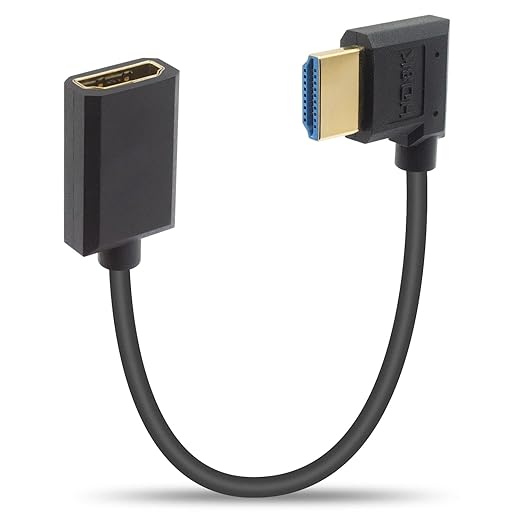 Duttek 8K Right Angle HDMI Extender Cable 1Ft, 48Gbps HDMI Male to Female Cable, HDMI Extension Cable Support 8K@60Hz 4K@120 7680P for TV, Laptop, Projector, Monitor, Xbox