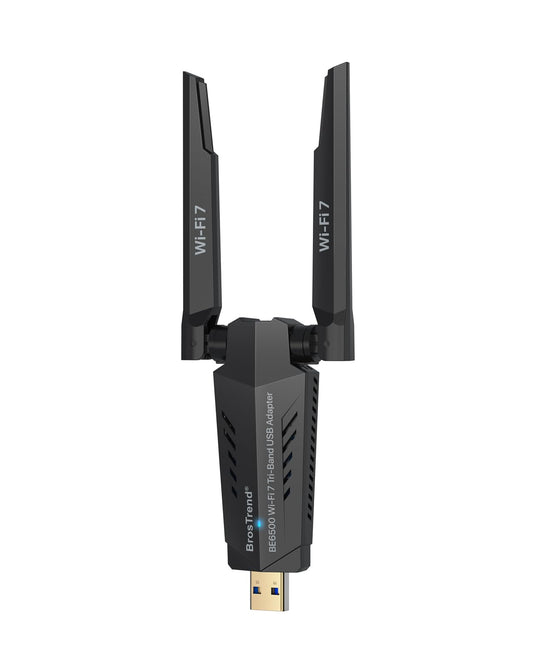 BrosTrend BE6500 USB WiFi 7 Adapter for Desktop PC Tri-Band Long Range WPA3