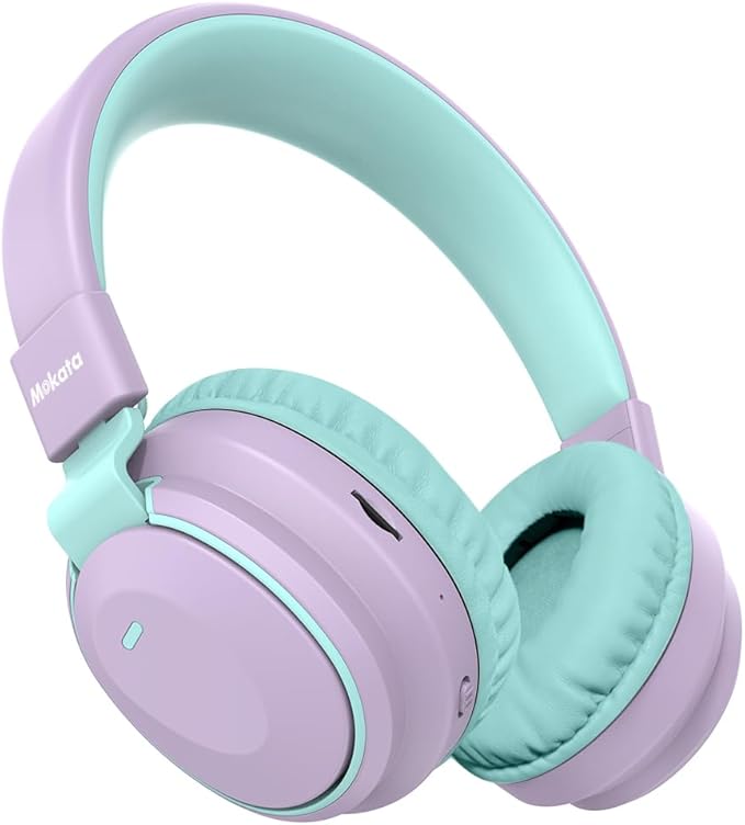Kids Headphones Bluetooth 5.3 Wireless Lightweight Fast Charging 68 Hours Play Time Volume Limited 85/94dB Over Ear Foldable with Built-in Mic for Toddler Tablet Pad Light Purple