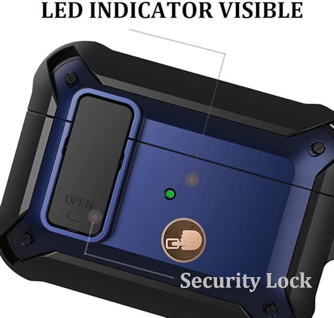 for Airpods Pro 2/1 Gen Case Cover with Lock (2019/2022/2023), Rugged Locking Case for Airpod Pro 2nd/1st Generation Shockproof Armor Protective Skin for Apple iPod Pro - Black/Blue