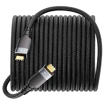 23ft Long USBC Cable,5Gbps Data Transfer,USB 60W Fast Charging,4K@60Hz Video Output,Black Nylon Braided Cable with Gold-Plated Connectors,Compatible with Laptop,Hub,Monitor,Docking Station