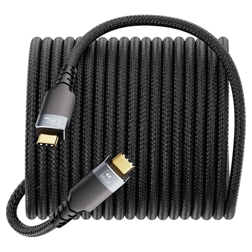 33ft Long USBC Cable,5Gbps Data Transfer,60W Fast Charging,4K@60Hz Video Output,Black Nylon Braided USB C Cable with Gold-Plated Connectors,Compatible with Laptop,Monitor, Docking Station,