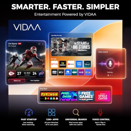 Smart Projector-4K with Wifi Bluetooth, AI Auto Focus Keystone Outdoor Home Theater VIDAA Movie Projector Built-in Apps, 60W Dolby, Airplay, Voice Control, Live TV, Ceiling, Gaming, Camping