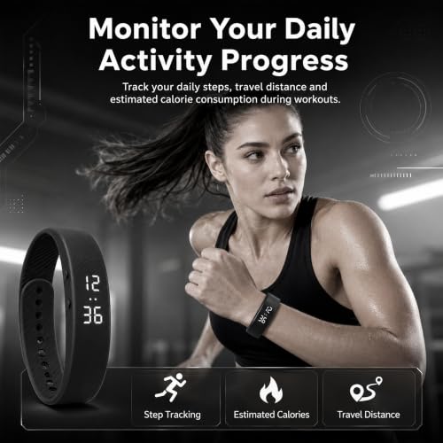 Silent Vibrating Alarm Wristband, Rechargeable Fitness Activity Tracker
