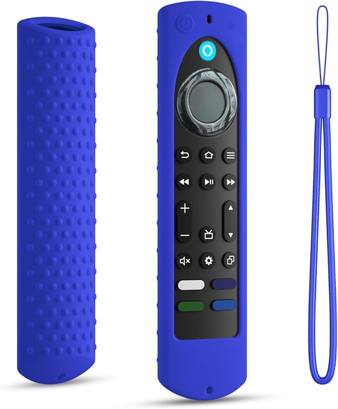 6.4 Inch Silicone Cover Compatible with Fire TV Stick 4K Max 2nd gen 2023 Remote Control,Silicone Case for Toshiba/Insignia Smart TV Remote,Anti-Slip Sleeve Cover with Lanyard (Red+Blue)