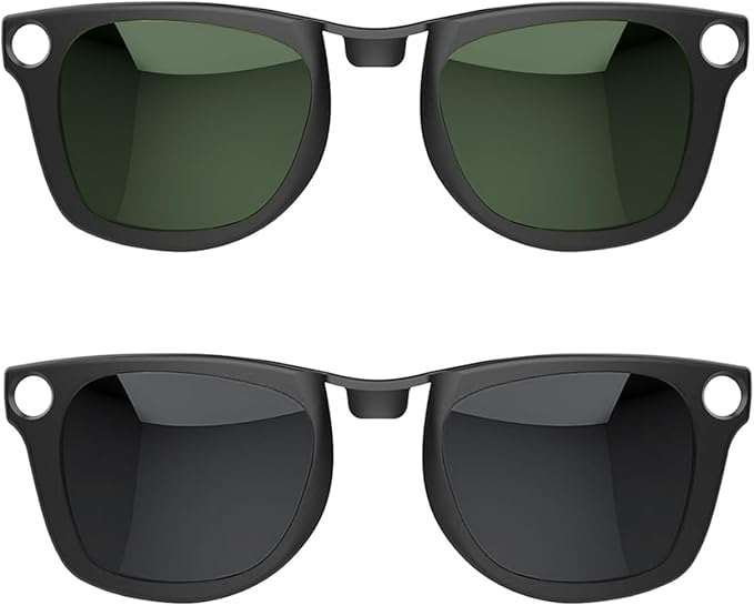 2PCS Polarized Clip for Ray-Ban Meta Wayfarer & Gen 2 (RW4006/RW4012, M Size, 50-22), Discoloration Clip for Meta Wayfarer Gen 2 UV Protection, Smart Glasses Color Changing Clip Set (Black+Green)