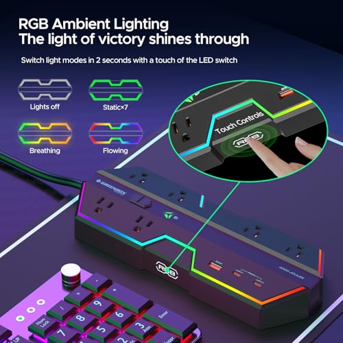 4000J Gaming Surge Protector Power Strip with USB Ports