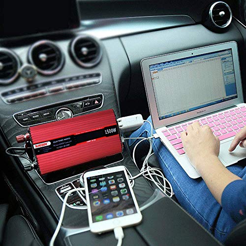 1000W 2000W Power Inverter 12V DC to 110V/240V AC Converter Car Invertor with Cigarette Lighter Plug and Battery Clamps and 2 USB Port 24Vto230V-1000W(1000W,12Vto110V)