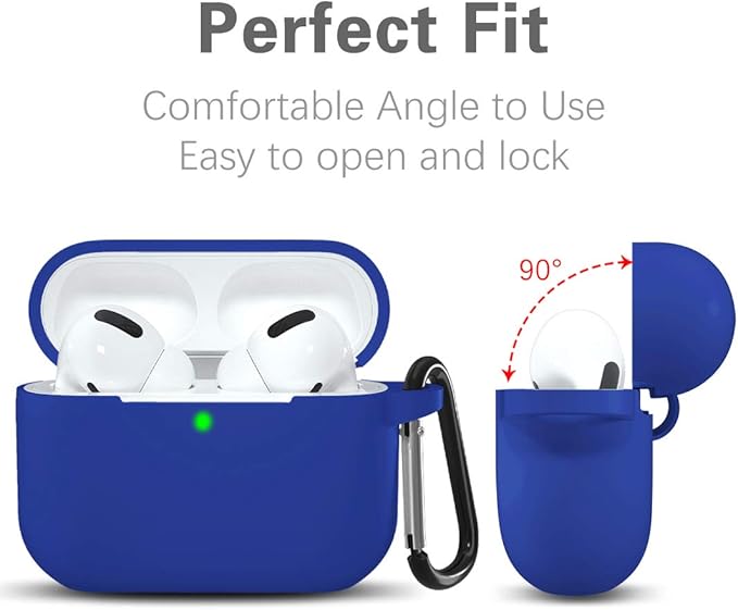 Lerobo Compatible with AirPods Pro 2 Case Cover Soft Silicone Protective Cases Cover Skin Designed for Apple AirPod Pro Charging Case, Women Men, with Keychain Front LED Visible,Glaze Blue