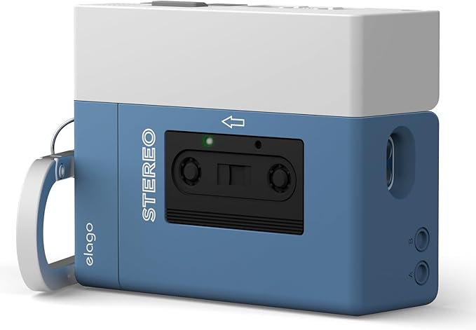 elago Cassette Tape Player Case Compatible with AirPods Pro 3 Case Cover, Carabiner Included, Wireless Charging, Shock Resistant, Full Protection, for Men, for Women (Blue)