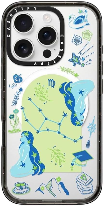 CASETiFY Impact iPhone 16 Pro Case [4X Military Grade Drop Tested / 8.2ft Drop Protection/Compatible with Magsafe] - Virgo - Clear Black