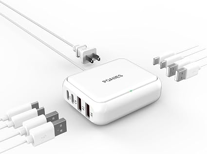 8-Port Travel USB Charger Station, Multi-Port Travel USB C Charger