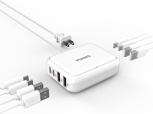 8-Port Travel USB Charger Station, Multi-Port Travel USB C Charger