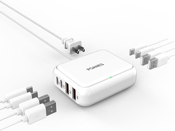8-Port Travel USB Charger Station, Multi-Port Travel USB C Charger