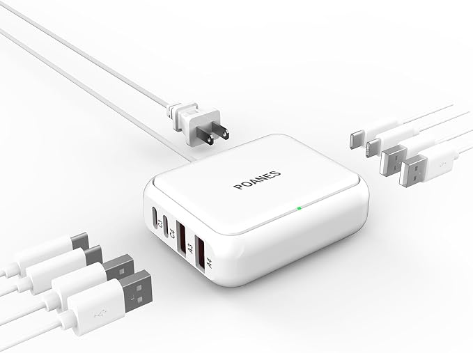 8-Port Travel USB Charger Station, Multi-Port Travel USB C Charger