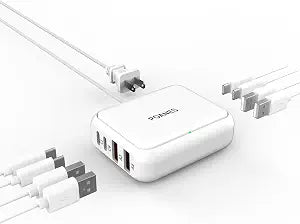 8-Port Travel USB Charger Station, Multi-Port Travel USB C Charger