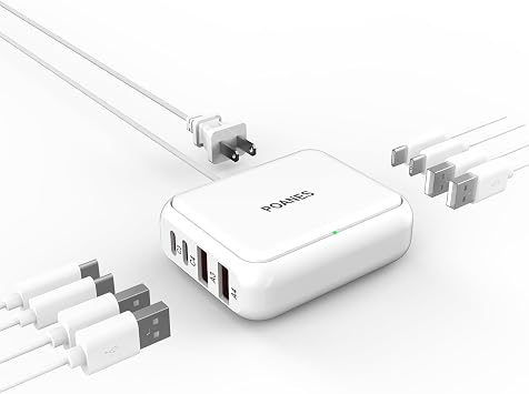 8-Port Travel USB Charger Station, Multi-Port Travel USB C Charger