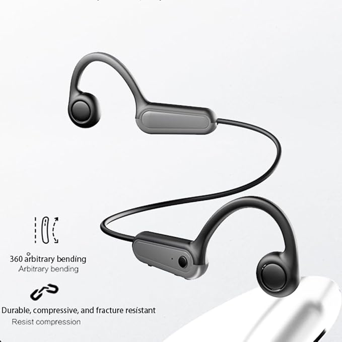 AYI True Bone Conduction Bluetooth Headphones Open Ear Headset Painless Wear Stereo Earphone 11H Playtime Lightweight Stable & Comfortable Sports Headphone for Driving Bicycling Running Skiing-White