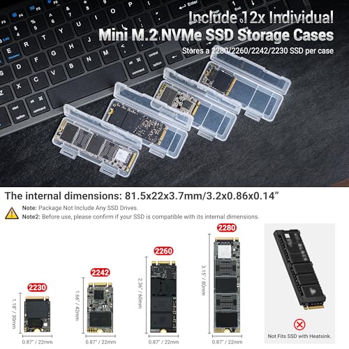 Dual Protect M.2 SSD Holder with 12 PCS Individual Clear M.2 NVMe Case