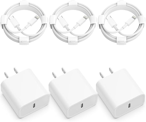 USB C Charger iPhone Charger Fast Charging 3Pack 20W Type C Wall Charger Block with 6FT Long USB C Charger Cable Compatible for iPhone 14Pro/13 Pro/12/12 Pro Max/11/XS Max/XS/XR/X/8