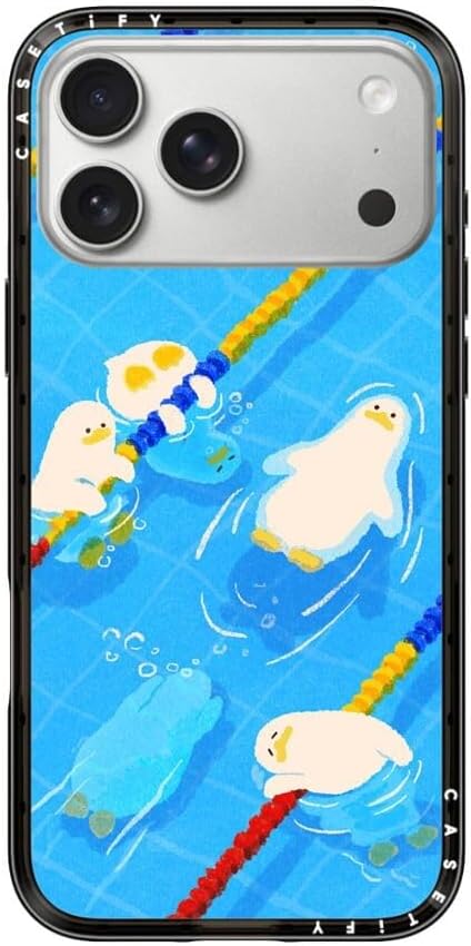 CASETiFY Compact iPhone 17 Pro Max Case [Slim and Sleek/Compatible with Magsafe / 4 ft. 2X Military Grade Drop Protection] - Pool time - Clear Black