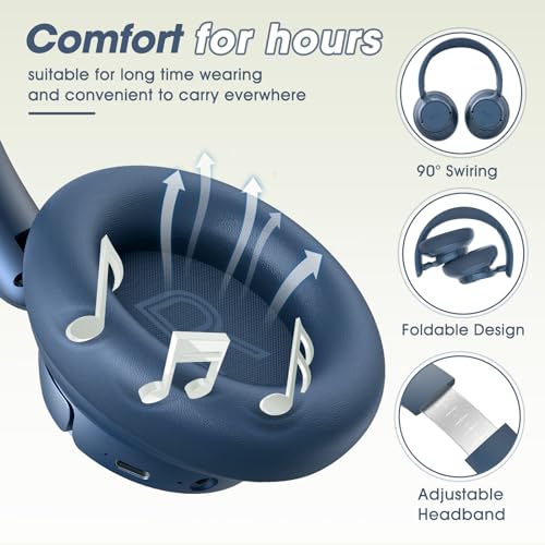 BERIBES Hybrid Active Noise Cancelling Headphones Wireless Over Ear 70Hours