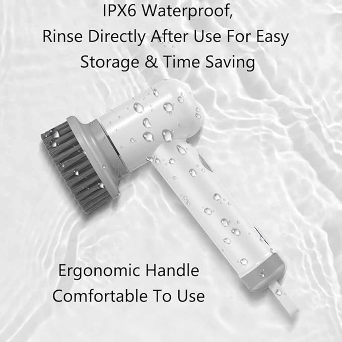 SEIWEI Electric Spin Scrubber Electric Cleaning Brush Cordless Power Scrubber with 3 Replaceable Brush Heads Handheld Power Shower Scrubber for Bathtub, Floor, Wall, Tile, Toilet, Window, Sink - Grey