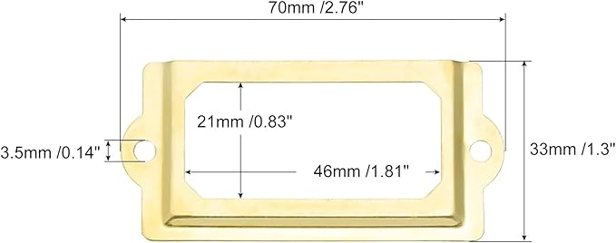uxcell Metal Label Holders, 70x33mm 40pcs File Name Card Tag Label Holder Frame for Office Library Drawer Cabinet Shelves, Gold Tone
