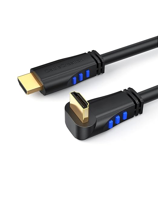 CableCreation 4K HDMI Cable 3ft Down Angle 90 Degree Right Angle, Support 4K@60Hz Ultra HD 3D Video, Male to Male Black HDMI Cable for TV, PC, Gaming and More