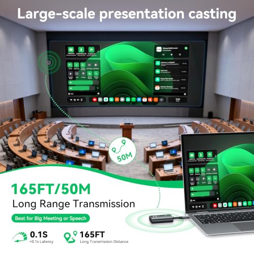 USB C Wireless HDMI Transmitter and Receiver（2026 Upgrade Model）,Wirelessly Cast Your Phone or Laptop Screen to a Display,Plug and Play,No Downloads or Complex Setup Required