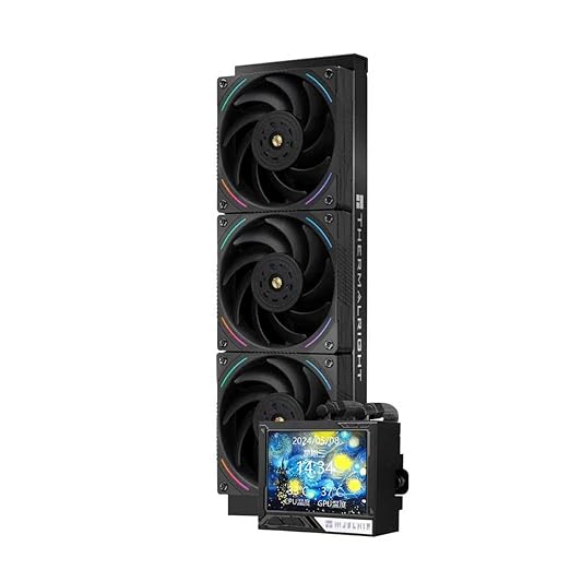 Thermalright Mjolnir Vision 360 ARGB Black-AIO CPU Liquid Cooler,IPS LCD Screen with 320 * 240 Resolution,for AM4/AM5 and LGA1700/1851,’3.5 inch’Magnet-Absorbent LCD Screen for Images