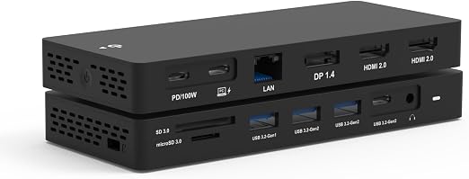 New Dell Docking Station Triple Displays with Dual HDMI+DisplayPort with Power Adapter, 13 in 1 Dell Thunderbolt Dock for XPS, Inspiron, Latitude, Precision, Vostro,G/Alienware, etc