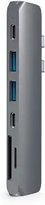 Satechi Pro Hub 7-in-1 USB-C Adapter, 4K HDMI, 87W PD Charging, Space Gray