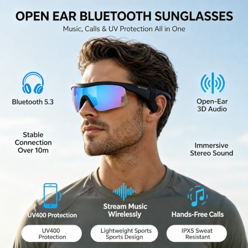 Bluetooth Sunglasses, Polarized UV400 Open-Ear Audio Glasses - Image 3